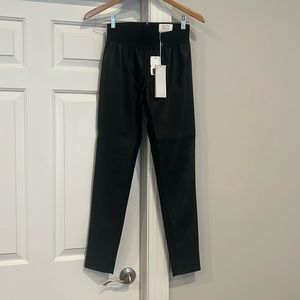 Stella McCartney black leather zipper stretch pant